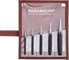 Paramount - 5 Piece, 3/32 to 1/4", Center Punch Set - Comes in Canvas Roll - Americas Industrial Supply