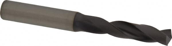 Kennametal - 10.09904mm 140° Spiral Flute Solid Carbide Screw Machine Drill Bit - Right Hand Cut, 55mm Flute Length, 102mm OAL, Standard Point, Straight Shank - Americas Industrial Supply