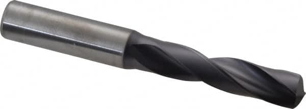 Kennametal - 12.10056mm 140° Spiral Flute Solid Carbide Screw Machine Drill Bit - Right Hand Cut, 60mm Flute Length, 107mm OAL, Standard Point, Straight Shank - Americas Industrial Supply