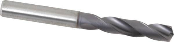 Kennametal - 7.69874mm 140° Spiral Flute Solid Carbide Screw Machine Drill Bit - Right Hand Cut, 41mm Flute Length, 79mm OAL, Standard Point, Straight Shank - Americas Industrial Supply
