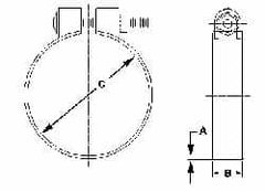 Made in USA - 4.42" ID, Steel Zinc Plated BCE Band Style Clamp - 0.12" Thick, 4-1/4" Hose - Americas Industrial Supply