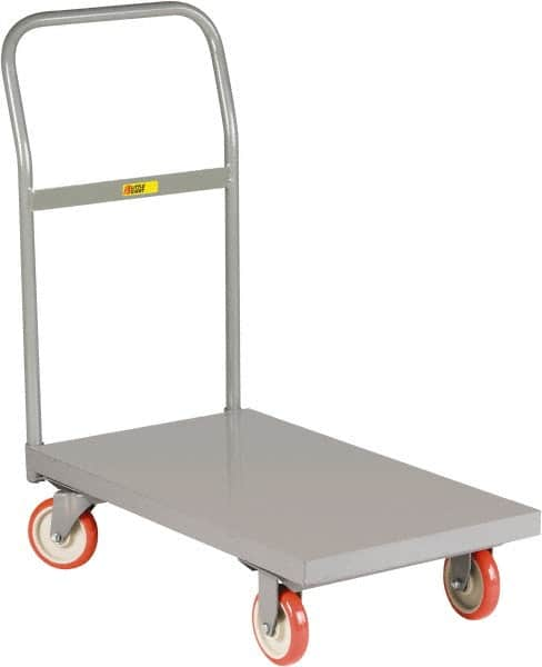 Little Giant - 1,200 Lb Capacity Steel Platform Truck - Steel Deck, 18" OAW, 32" Platform Length x 6-1/4" Platform Height, Polyurethane Casters - Americas Industrial Supply