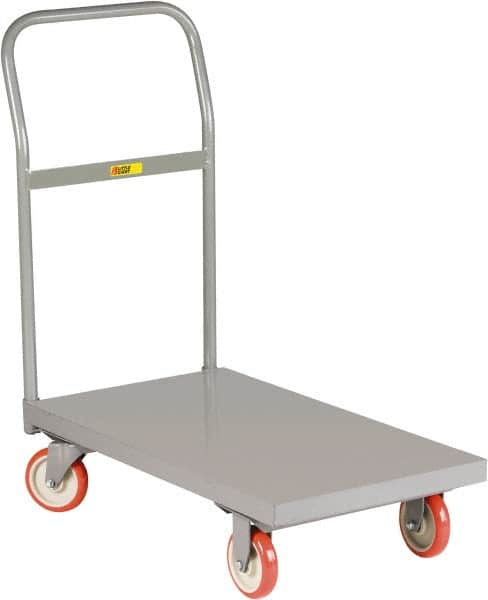 Little Giant - 1,200 Lb Capacity Steel Deck Platform Truck - Steel Deck, 24" OAW, 48" Platform Length, Polyurethane Casters - Americas Industrial Supply