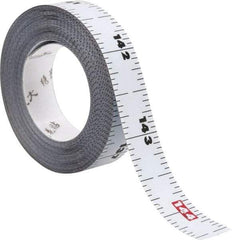 US Tape - 12 Ft. Long x 1/2 Inch Wide, 1/16 Inch Graduation, White, Steel Adhesive Tape Measure - Americas Industrial Supply
