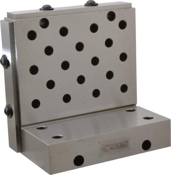 Suburban Tool - 6" Wide x 6" Deep x 4" High Steel Precision-Ground Angle Plate - Standard Plate, Machined Holes on Surface, Open End, 1-1/4" Thick, Single Plate - Americas Industrial Supply