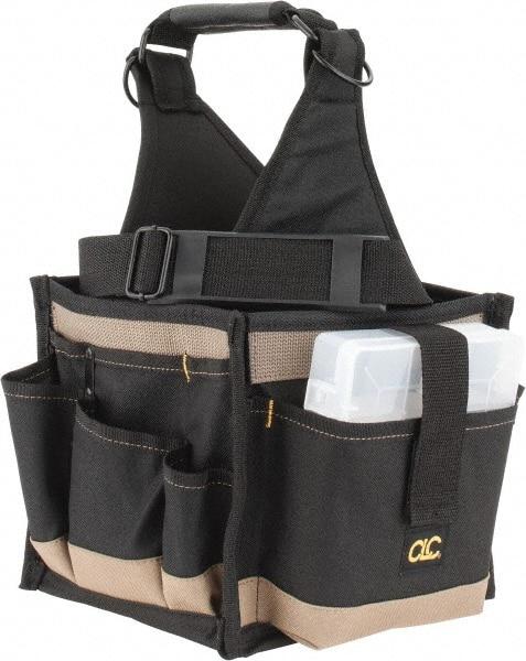 CLC - 25 Pocket Black & Khaki Polyester Tool Tote - 8" Wide x 8" Deep x 17" High - Americas Industrial Supply