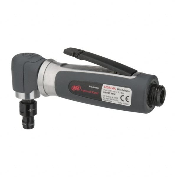 Ingersoll-Rand - 1/4" Collet, Angle Handle, Straight Air Die Grinder - 20,000 RPM, Rear Exhaust, 32 CFM, 0.3 hp, 620 kPa, 1/4 NPT - Americas Industrial Supply