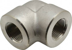 Merit Brass - 1" Grade 304/304L Stainless Steel Pipe 90° Elbow - FNPT x FNPT End Connections, 3,000 psi - Americas Industrial Supply