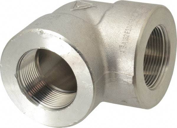 Value Collection - 1-1/2" Grade 304/304L Stainless Steel Pipe 90° Elbow - FNPT x FNPT End Connections, 3,000 psi - Americas Industrial Supply