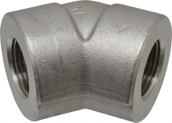 Merit Brass - 3/4" Grade 304/304L Stainless Steel Pipe 45° Elbow - FNPT x FNPT End Connections, 3,000 psi - Americas Industrial Supply