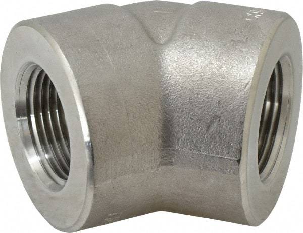 Value Collection - 1" Grade 304/304L Stainless Steel Pipe 45° Elbow - FNPT x FNPT End Connections, 3,000 psi - Americas Industrial Supply