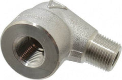 Merit Brass - 3/8" Grade 304/304L Stainless Steel Pipe 90° Street Elbow - FNPT x MNPT End Connections, 3,000 psi - Americas Industrial Supply