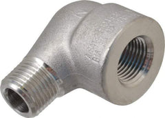 Merit Brass - 1/2" Grade 304/304L Stainless Steel Pipe 90° Street Elbow - FNPT x MNPT End Connections, 3,000 psi - Americas Industrial Supply