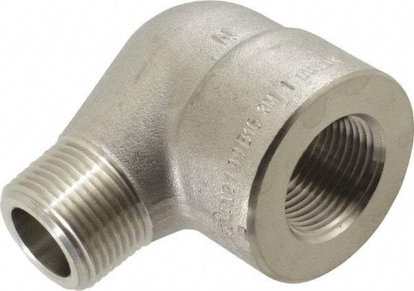 Merit Brass - 1" Grade 304/304L Stainless Steel Pipe 90° Street Elbow - FNPT x MNPT End Connections, 3,000 psi - Americas Industrial Supply