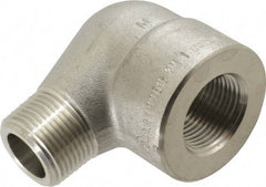 Merit Brass - 1" Grade 304/304L Stainless Steel Pipe 90° Street Elbow - FNPT x MNPT End Connections, 3,000 psi - Americas Industrial Supply
