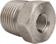 Merit Brass - 1/2 x 1/8" Grade 304/304L Stainless Steel Pipe Hex Bushing - MNPT x FNPT End Connections, 3,000 psi - Americas Industrial Supply