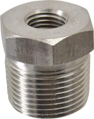 Merit Brass - 3/4 x 1/4" Grade 304/304L Stainless Steel Pipe Hex Bushing - MNPT x FNPT End Connections, 3,000 psi - Americas Industrial Supply