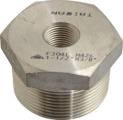 Merit Brass - 1-1/2 x 3/8" Grade 304/304L Stainless Steel Pipe Hex Bushing - MNPT x FNPT End Connections, 3,000 psi - Americas Industrial Supply