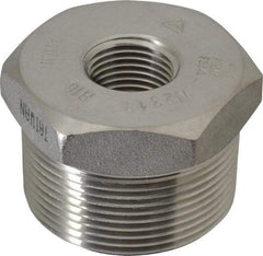 Merit Brass - 1-1/2 x 1/2" Grade 304/304L Stainless Steel Pipe Hex Bushing - MNPT x FNPT End Connections, 3,000 psi - Americas Industrial Supply