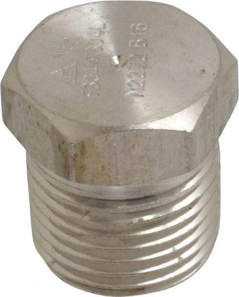 Merit Brass - 1/2" Grade 304/304L Stainless Steel Pipe Hex Head Plug - MNPT End Connections, 3,000 psi - Americas Industrial Supply