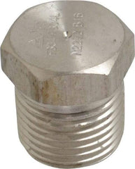 Merit Brass - 1/2" Grade 304/304L Stainless Steel Pipe Hex Head Plug - MNPT End Connections, 3,000 psi - Americas Industrial Supply