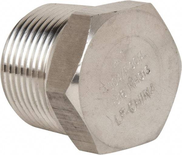 Value Collection - 1" Grade 304/304L Stainless Steel Pipe Hex Head Plug - MNPT End Connections, 3,000 psi - Americas Industrial Supply