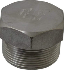 Merit Brass - 1-1/2" Grade 304/304L Stainless Steel Pipe Hex Head Plug - MNPT End Connections, 3,000 psi - Americas Industrial Supply