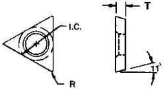 Everede Tool - TPGB231 Grade CS2 Carbide Boring Insert - Uncoated, 60° Triangle, 11° Relief Angle, 1/4" Inscr Circle, 3/32" Thick, 1/32" Corner Radius - Americas Industrial Supply