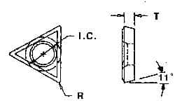Everede Tool - TPGH231 Grade CV6 Carbide Boring Insert - TiN Finish, 60° Triangle, 11° Relief Angle, 1/4" Inscr Circle, 3/32" Thick, 1/32" Corner Radius - Americas Industrial Supply