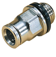 Norgren - 5mm Outside Diam, 1/4 BSPT, Nickel Plated Brass Push-to-Connect Tube Male Connector - 260 Max psi, Tube to Male BSPT Connection, Nitrile O-Ring - Americas Industrial Supply