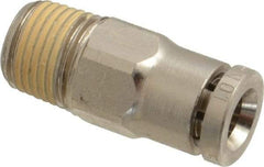 Norgren - 5mm Outside Diam, 1/8 BSPT, Nickel Plated Brass Push-to-Connect Tube Male Connector - 260 Max psi, Tube to Male BSPT Connection, Nitrile O-Ring - Americas Industrial Supply