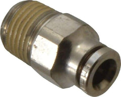 Norgren - 6mm Outside Diam, 1/4 BSPT, Nickel Plated Brass Push-to-Connect Tube Male Connector - 260 Max psi, Tube to Male BSPT Connection, Nitrile O-Ring - Americas Industrial Supply