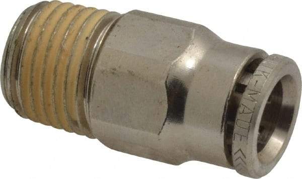 Norgren - 8mm Outside Diam, 1/4 BSPT, Nickel Plated Brass Push-to-Connect Tube Male Connector - 260 Max psi, Tube to Male BSPT Connection, Nitrile O-Ring - Americas Industrial Supply