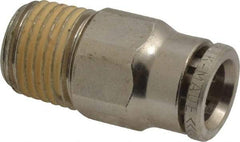Norgren - 8mm Outside Diam, 1/4 BSPT, Nickel Plated Brass Push-to-Connect Tube Male Connector - 260 Max psi, Tube to Male BSPT Connection, Nitrile O-Ring - Americas Industrial Supply
