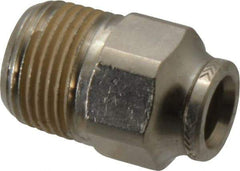 Norgren - 8mm Outside Diam, 3/8 BSPT, Nickel Plated Brass Push-to-Connect Tube Male Connector - 260 Max psi, Tube to Male BSPT Connection, Nitrile O-Ring - Americas Industrial Supply