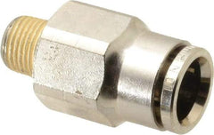Norgren - 10mm Outside Diam, 1/8 BSPT, Nickel Plated Brass Push-to-Connect Tube Male Connector - 260 Max psi, Tube to Male BSPT Connection, Nitrile O-Ring - Americas Industrial Supply