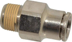Norgren - 12mm Outside Diam, 3/8 BSPT, Nickel Plated Brass Push-to-Connect Tube Male Connector - 260 Max psi, Tube to Male BSPT Connection, Nitrile O-Ring - Americas Industrial Supply