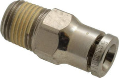 Norgren - 5mm Outside Diam, 1/8 NPTF, Nickel Plated Brass Push-to-Connect Tube Male Connector - 260 Max psi, Tube to Male NPT Connection, Nitrile O-Ring - Americas Industrial Supply