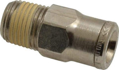 Norgren - 6mm Outside Diam, 1/8 NPTF, Nickel Plated Brass Push-to-Connect Tube Male Connector - 260 Max psi, Tube to Male NPT Connection, Nitrile O-Ring - Americas Industrial Supply