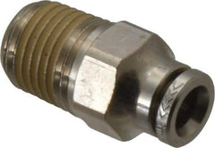 Norgren - 6mm Outside Diam, 1/4 NPTF, Nickel Plated Brass Push-to-Connect Tube Male Connector - 260 Max psi, Tube to Male NPT Connection, Nitrile O-Ring - Americas Industrial Supply
