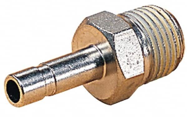 Norgren - 3/8 BSPT, Nickel Plated Brass Push-to-Connect Male Stem Connector - 260 Max psi, Stem to Male Connection - Americas Industrial Supply