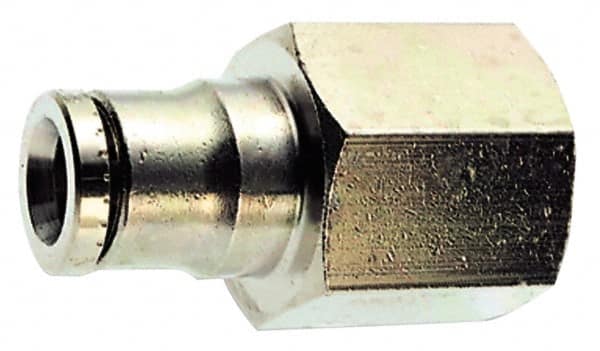 Norgren - 12mm Outside Diam, 1/2 BSPP, Nickel Plated Brass Push-to-Connect Tube Female Connector - 260 Max psi, Tube to Female BSPP Connection, Nitrile O-Ring - Americas Industrial Supply