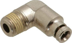 Norgren - 4mm Outside Diam, 1/8 BSPT, Nickel Plated Brass Push-to-Connect Tube Male Elbow - 260 Max psi, Tube to Male BSPT Connection, Nitrile O-Ring - Americas Industrial Supply
