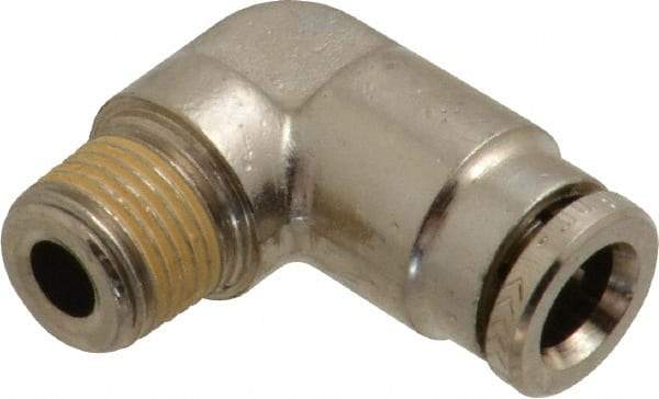 Norgren - 6mm Outside Diam, 1/8 BSPT, Nickel Plated Brass Push-to-Connect Tube Male Elbow - 260 Max psi, Tube to Male BSPT Connection, Nitrile O-Ring - Americas Industrial Supply