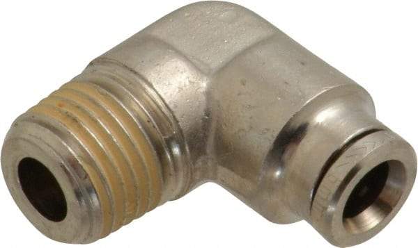 Norgren - 6mm Outside Diam, 1/4 BSPT, Nickel Plated Brass Push-to-Connect Tube Male Elbow - 260 Max psi, Tube to Male BSPT Connection, Nitrile O-Ring - Americas Industrial Supply