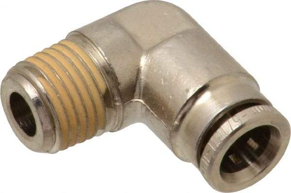 Norgren - 8mm Outside Diam, 1/4 BSPT, Nickel Plated Brass Push-to-Connect Tube Male Elbow - 260 Max psi, Tube to Male BSPT Connection, Nitrile O-Ring - Americas Industrial Supply