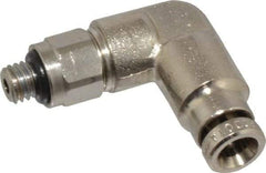 Norgren - 4mm Outside Diam, M5x0.8 Metric, Nickel Plated Brass Push-to-Connect Tube Male Swivel Elbow - 260 Max psi, Tube to Metric Thread Connection, Nitrile O-Ring - Americas Industrial Supply