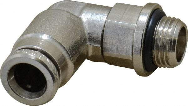 Norgren - 6mm Outside Diam, 1/8 BSPP, Nickel Plated Brass Push-to-Connect Tube Male Swivel Elbow - 260 Max psi, Tube to Male BSPP Connection, Nitrile O-Ring - Americas Industrial Supply