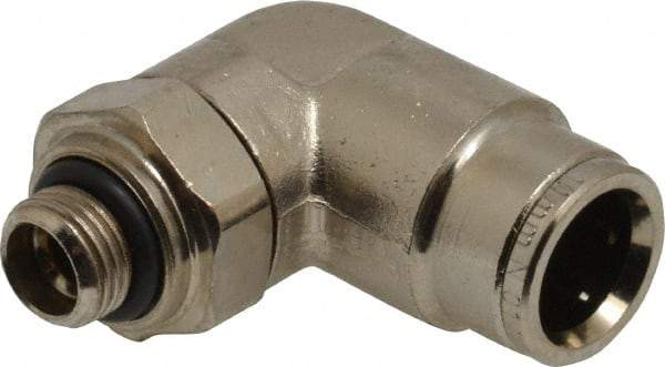 Norgren - 10mm Outside Diam, 1/8 BSPP, Nickel Plated Brass Push-to-Connect Tube Male Swivel Elbow - 260 Max psi, Tube to Male BSPP Connection, Nitrile O-Ring - Americas Industrial Supply