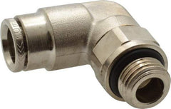 Norgren - 10mm Outside Diam, 1/4 BSPP, Nickel Plated Brass Push-to-Connect Tube Male Swivel Elbow - 260 Max psi, Tube to Male BSPP Connection, Nitrile O-Ring - Americas Industrial Supply